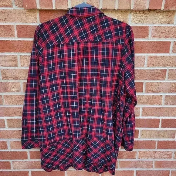 J. Jill Plaid Shirt Women's Size Large Long Tunic Button Up Scottish Tartan - Picture 2 of 8